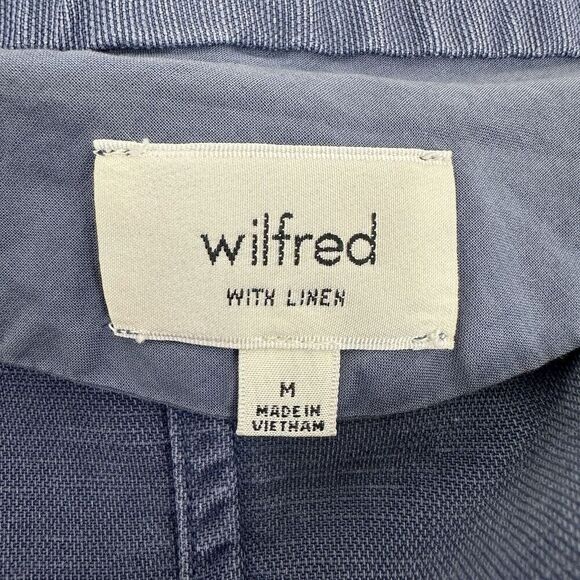 Aritzia Wilfred Chevalier Jacket Women M Linen Blend Open Front Dusty Denim Blue - Picture 7 of 16